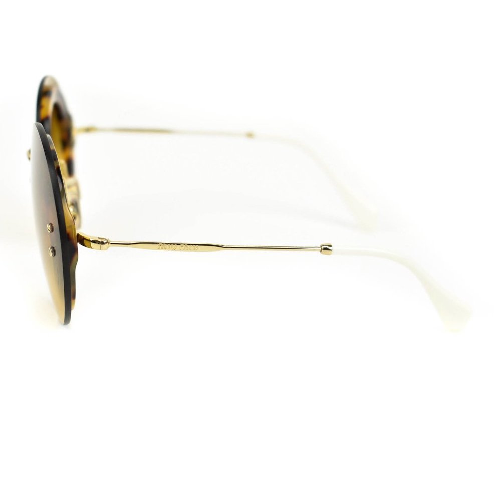 MIU MIU "Reveal": Gold, Metal & Tortoise Brown "Runway" Sunglasses (o) - Picture 3 of 12